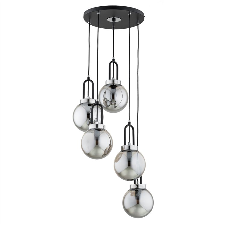 ATORI CZARNA & CHROM 5xE14 Alfa Lampa Wisząca