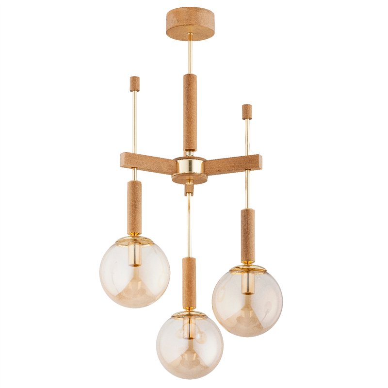GIDIA DREWNIANA & ZŁOTA 3xE14 Alfa Lampa Sufitowa GIDIA DREWNIANA & ZŁOTA 3xE14 Alfa Lampa Sufitowa