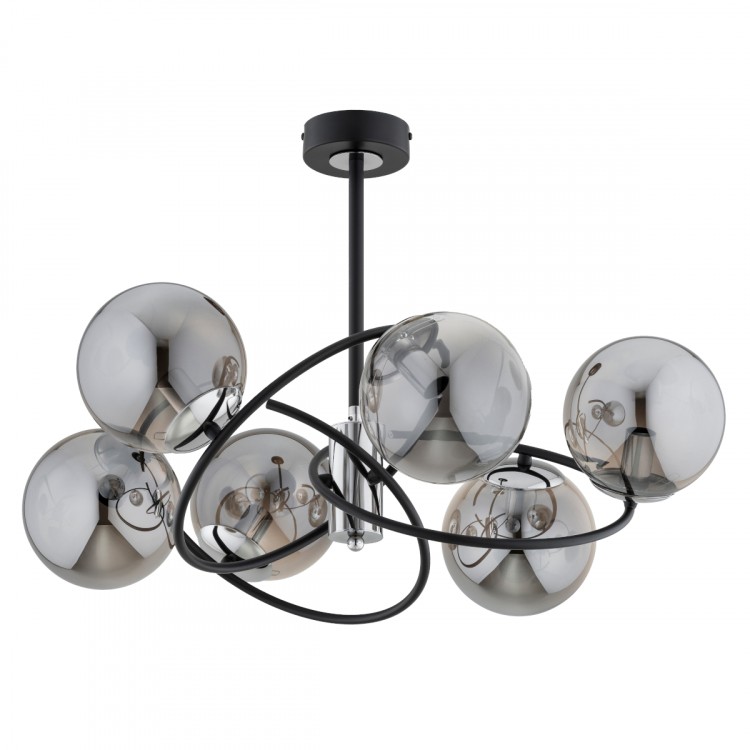 WIROMAT CZARNA & CHROM 6xE14 Alfa Lampa Sufitowa 63236