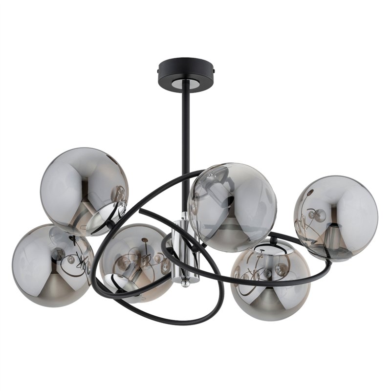 WIROMAT CZARNA & CHROM 6xE14 Alfa Lampa Sufitowa WIROMAT CZARNA & CHROM 6xE14 Alfa Lampa Sufitowa