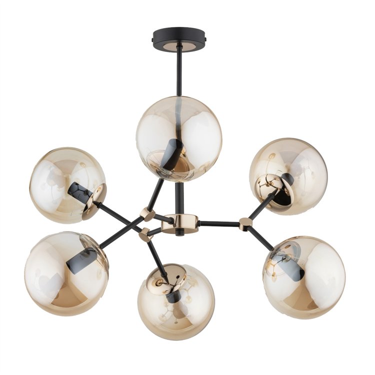 FOTON MIX CZARNO-ZŁOTA 6xE14 Alfa Lampa Sufitowa