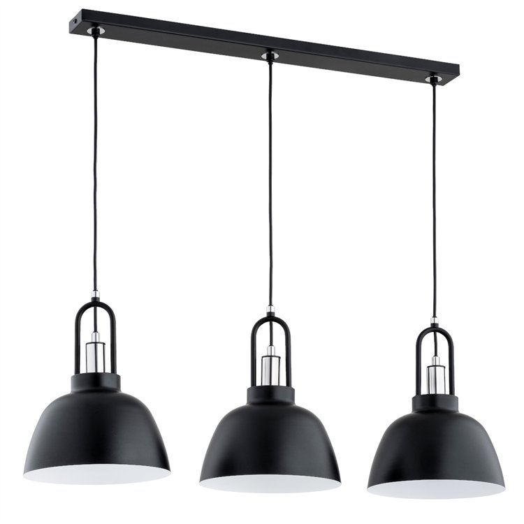 MIRAVE CZARNA & CHROM 3xE27 Alfa Lampa Wisząca