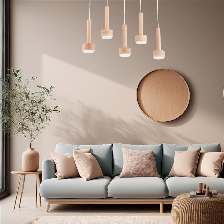 BOLLO DREWNIANA 5xGX53 Alfa Lampa Wisząca 63278