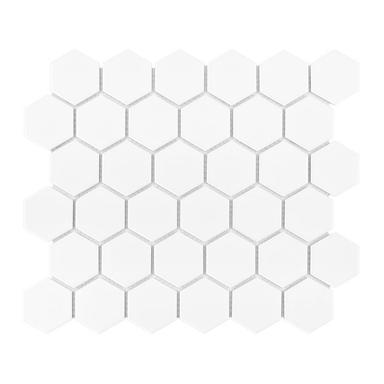 Hexagon White 51 matt Mozaika gresowa DUNIN