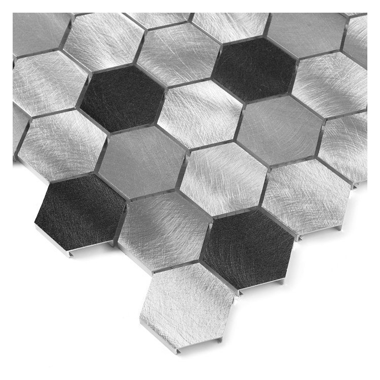 Allumi Grey Hexagon mix 48 Mozaika metalowa DUNIN