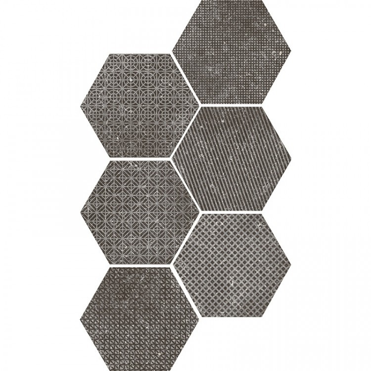 CORALSTONE Hexagon Melange Black 29,2x25,4 cm EQUIPE płytka gresowa