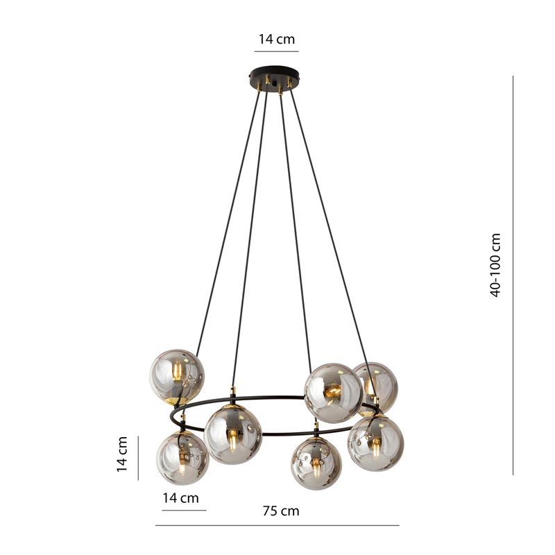 AZURA 8 BL GRAFIT EMIBIG Lampa wisząca AZURA 8 BL GRAFIT EMIBIG Lampa wisząca