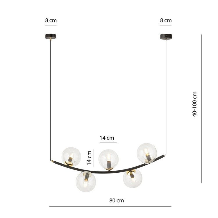 RITZ 5 BL TRANSPARENT EMIBIG Lampa wisząca