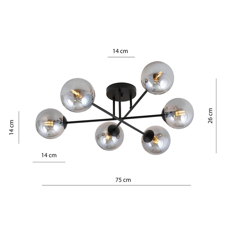 ROMA 6 BL GRAFIT EMIBIG Lampa sufitowa ROMA 6 BL GRAFIT EMIBIG Lampa sufitowa