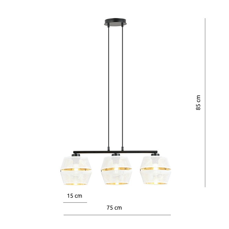 MALIA 3 WHITE/GOLD EMIBIG Lampa wisząca