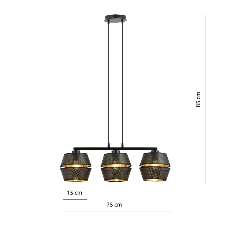 MALIA 3 BLACK/GOLD EMIBIG Lampa wisząca