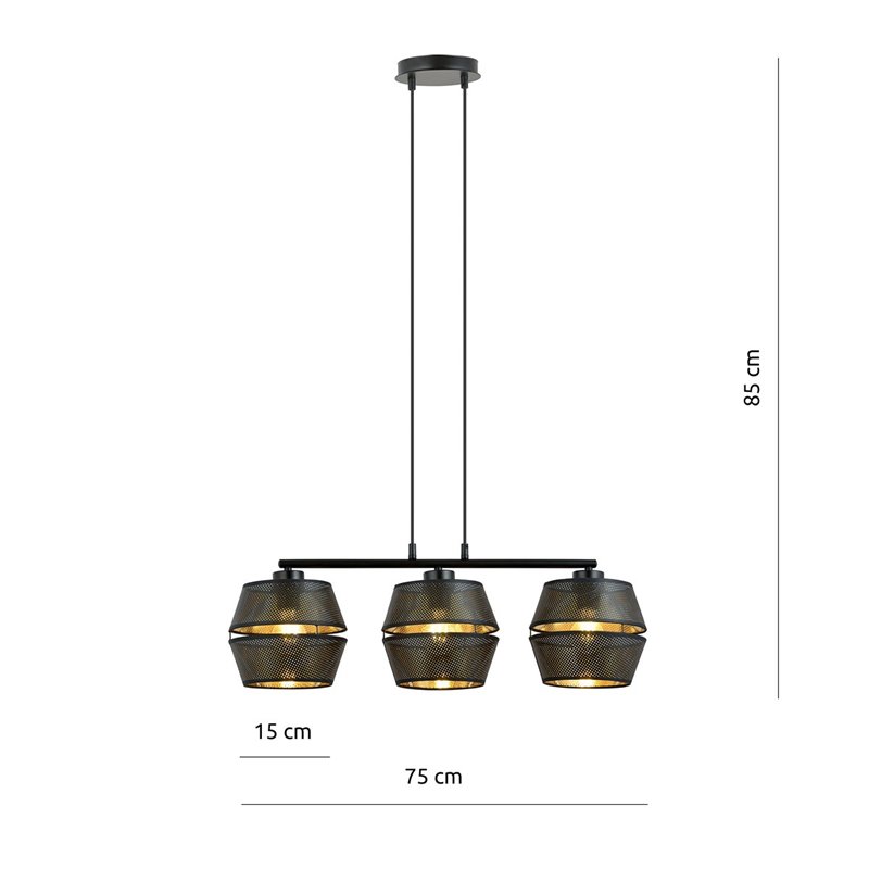 MALIA 3 BLACK/GOLD EMIBIG Lampa wisząca MALIA 3 BLACK/GOLD EMIBIG Lampa wisząca