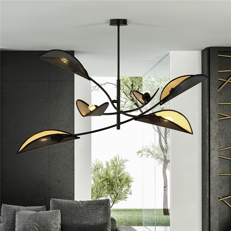 LOTUS 6 BLACK/GOLD EMIBIG Lampa sufitowa