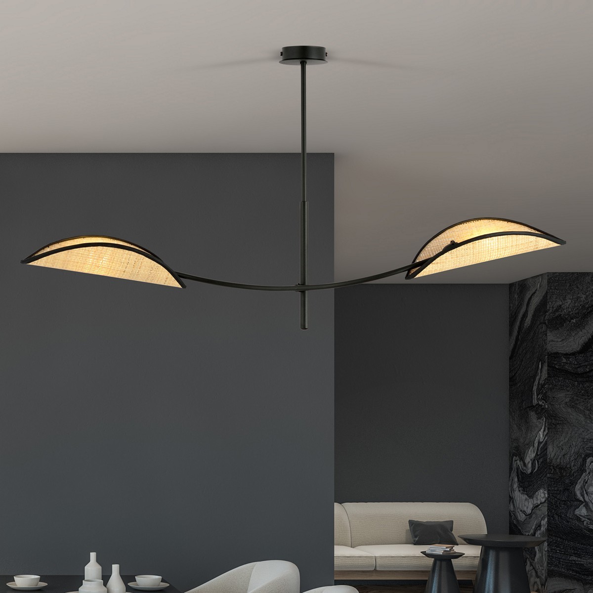 LOTUS 2 BLACK/RATTAN EMIBIG Lampa sufitowa LOTUS 2 BLACK/RATTAN EMIBIG Lampa sufitowa