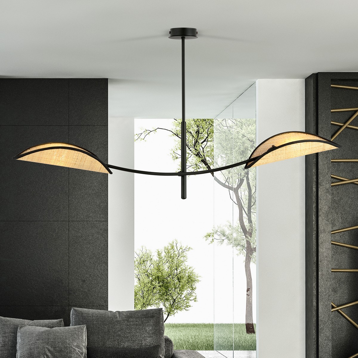 LOTUS 2 BLACK/RATTAN EMIBIG Lampa sufitowa LOTUS 2 BLACK/RATTAN EMIBIG Lampa sufitowa