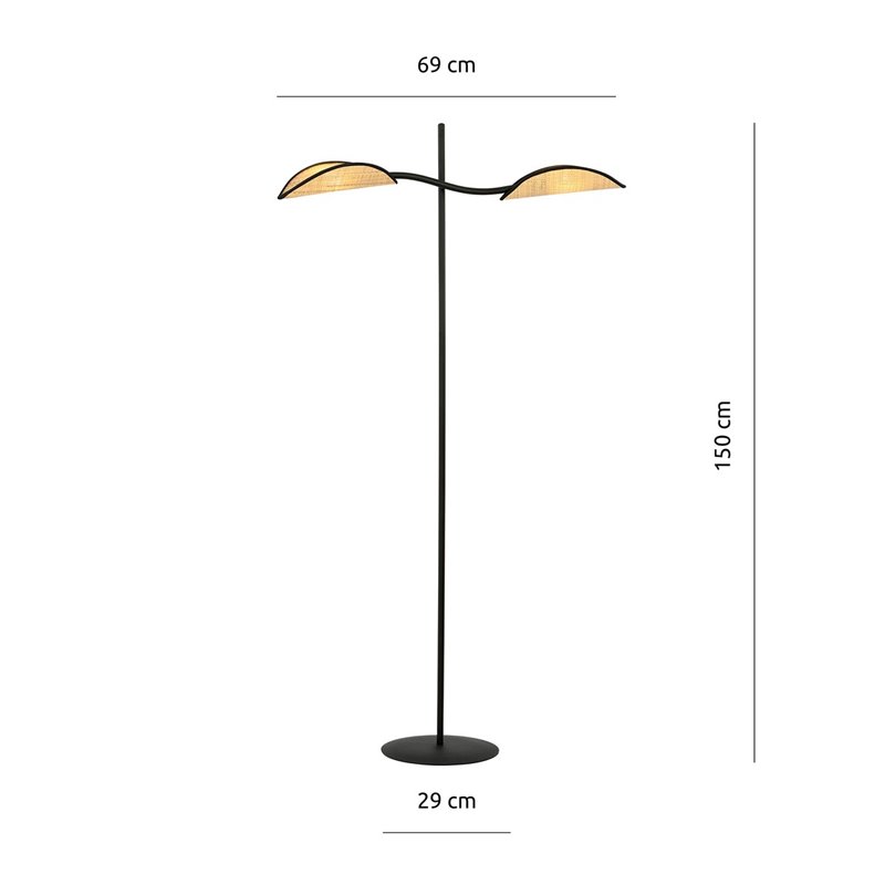 LOTUS LP2 BLACK/RATTAN EMIBIG Lampa podłogowa LOTUS LP2 BLACK/RATTAN EMIBIG Lampa podłogowa