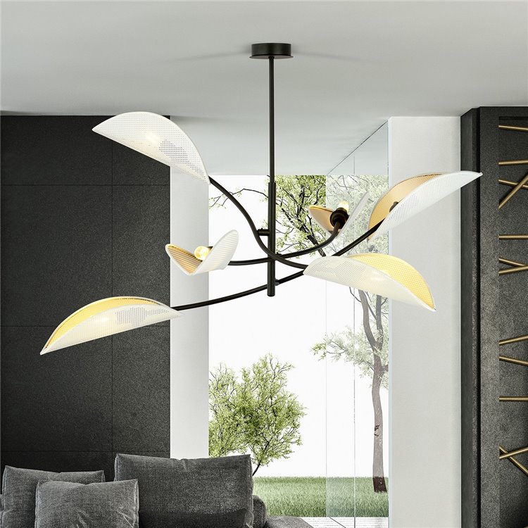 LOTUS 6 WHITE/GOLD EMIBIG Lampa sufitowa