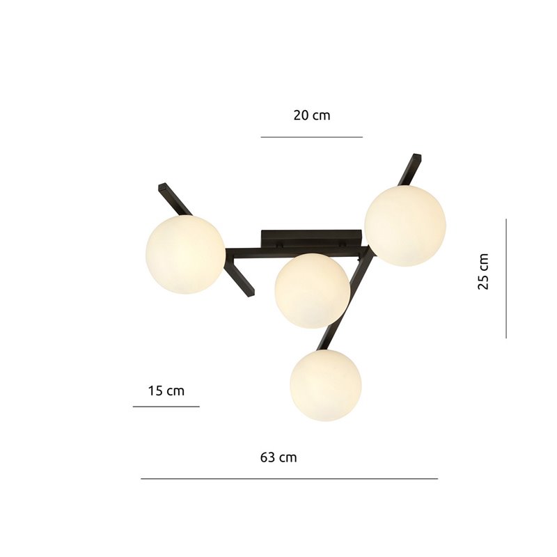 SMART 4 BLACK/OPAL EMIBIG Lampa sufitowa SMART 4 BLACK/OPAL EMIBIG Lampa sufitowa