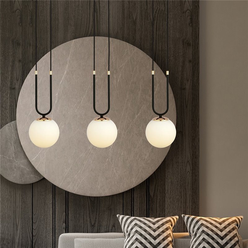 GLAM 3 BLACK/OPAL EMIBIG Lampa wisząca GLAM 3 BLACK/OPAL EMIBIG Lampa wisząca