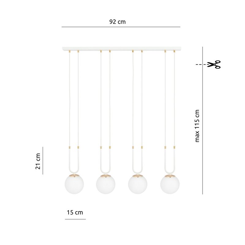 GLAM 4 WHITE/OPAL EMIBIG Lampa wisząca GLAM 4 WHITE/OPAL EMIBIG Lampa wisząca