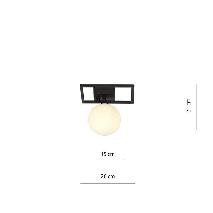 IMAGO 1E BLACK/OPAL EMIBIG Lampa sufitowa