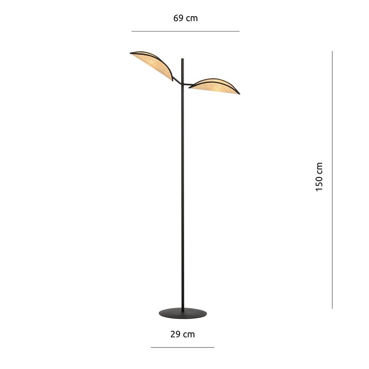 VENE LP2 BLACK/RATTAN EMIBIG Lampa podłogowa