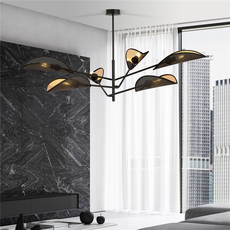 VENE 6 BLACK/GOLD EMIBIG Lampa sufitowa