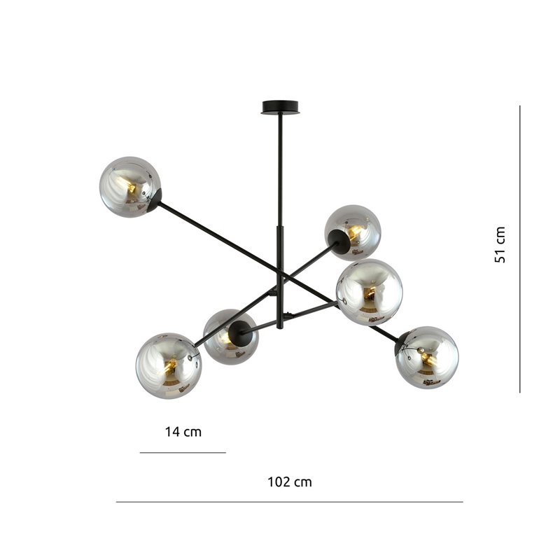 LINEAR 6 BLACK/GRAFIT EMIBIG Żyrandol LINEAR 6 BLACK/GRAFIT EMIBIG Żyrandol