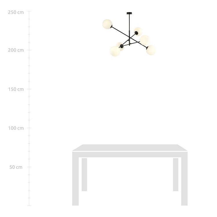 LINEAR 6 BLACK/OPAL EMIBIG Żyrandol