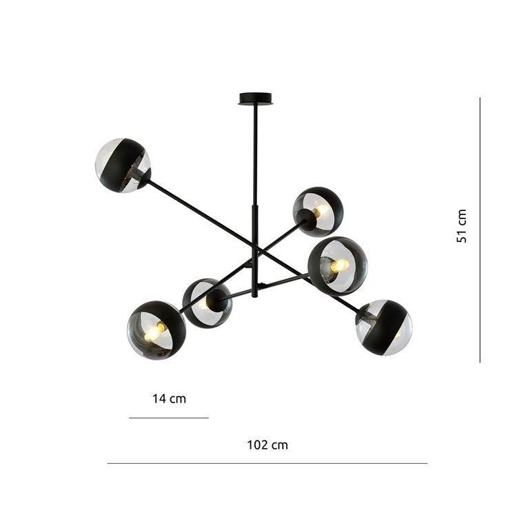 LINEAR 6 BLACK/STRIPE EMIBIG Żyrandol