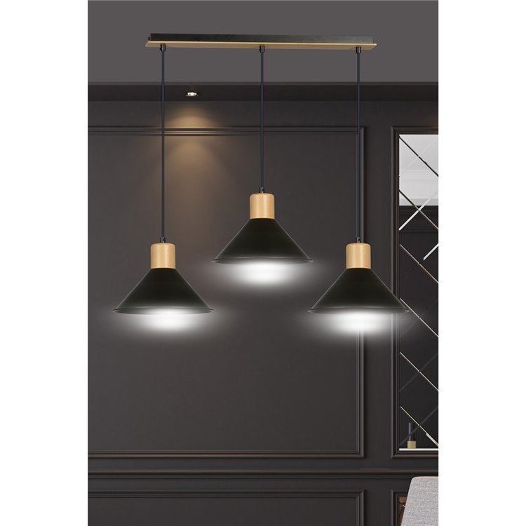 ROWEN 3 BLACK EMIBIG Lampa wisząca