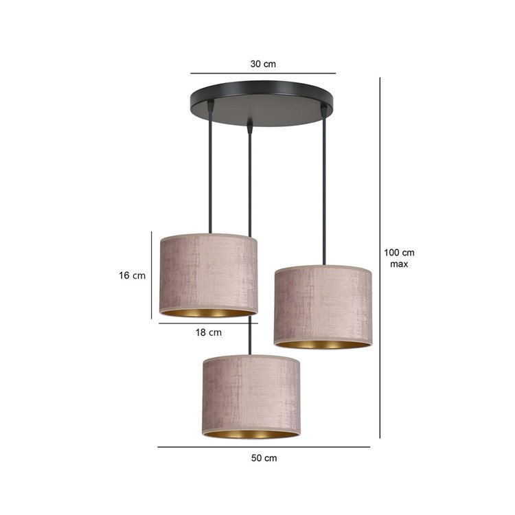 HILDE 3 BL PREMIUM ROSE EMIBIG Lampa wisząca