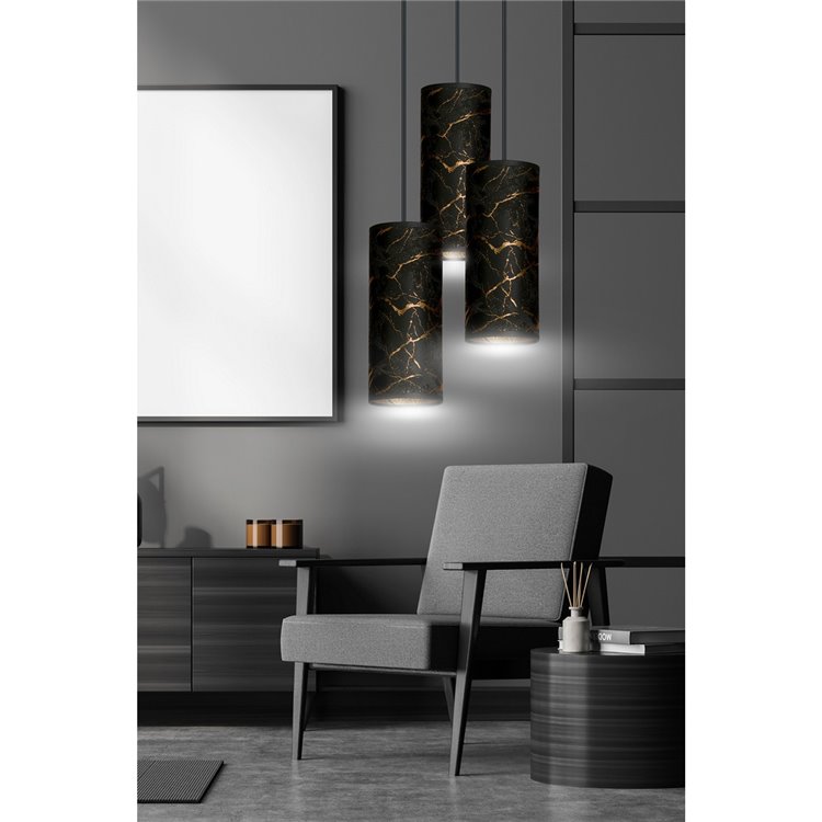 KARLI 3 BL PREMIUM MARBEL BLACK EMIBIG Lampa wisząca