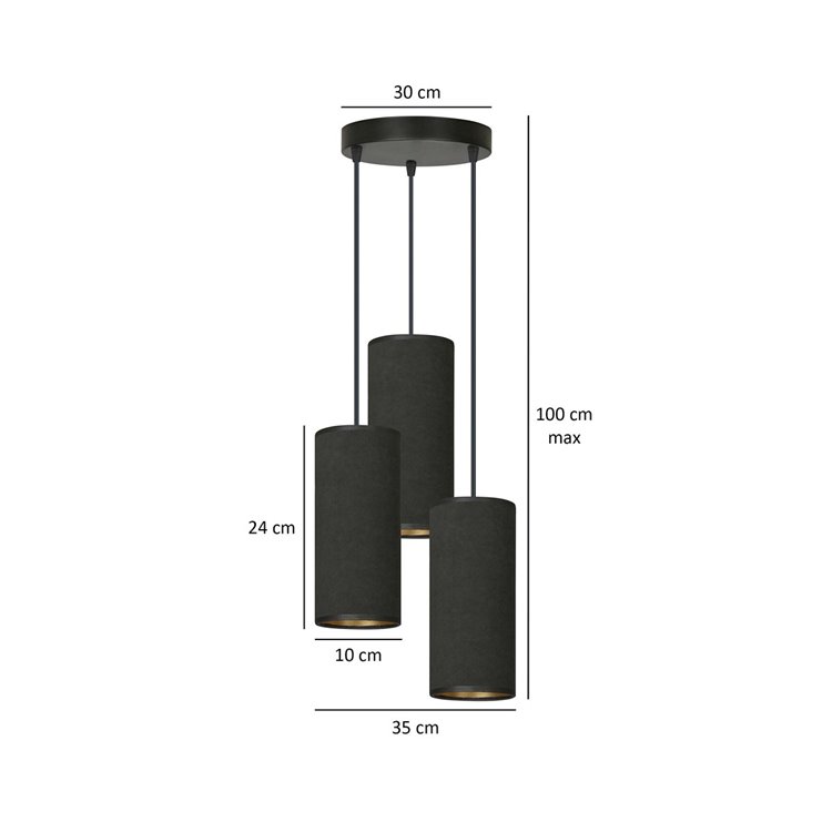 BENTE 3 BL PREMIUM BLACK EMIBIG Lampa wisząca