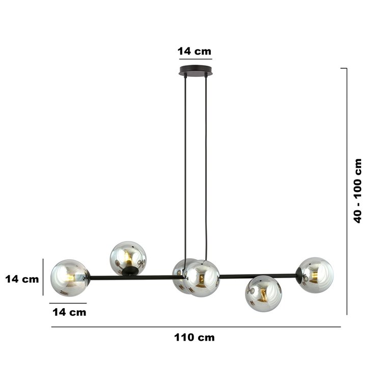 ROSSI 6 BL GRAFIT EMIBIG Lampa wisząca