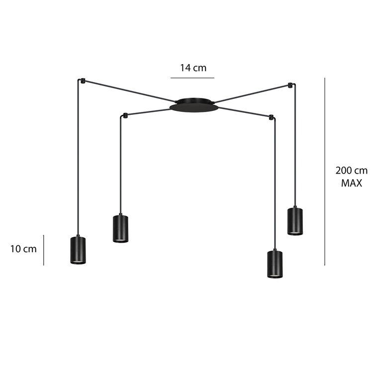 TRAKER 4 BL/BLACK EMIBIG Lampa wisząca