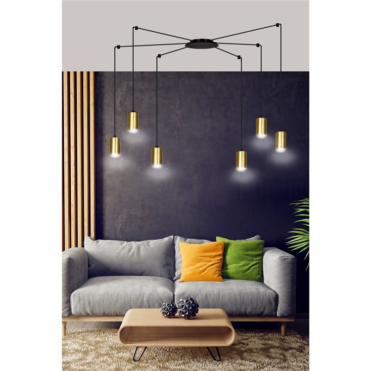 TRAKER 6 BL/GOLD EMIBIG Lampa wisząca