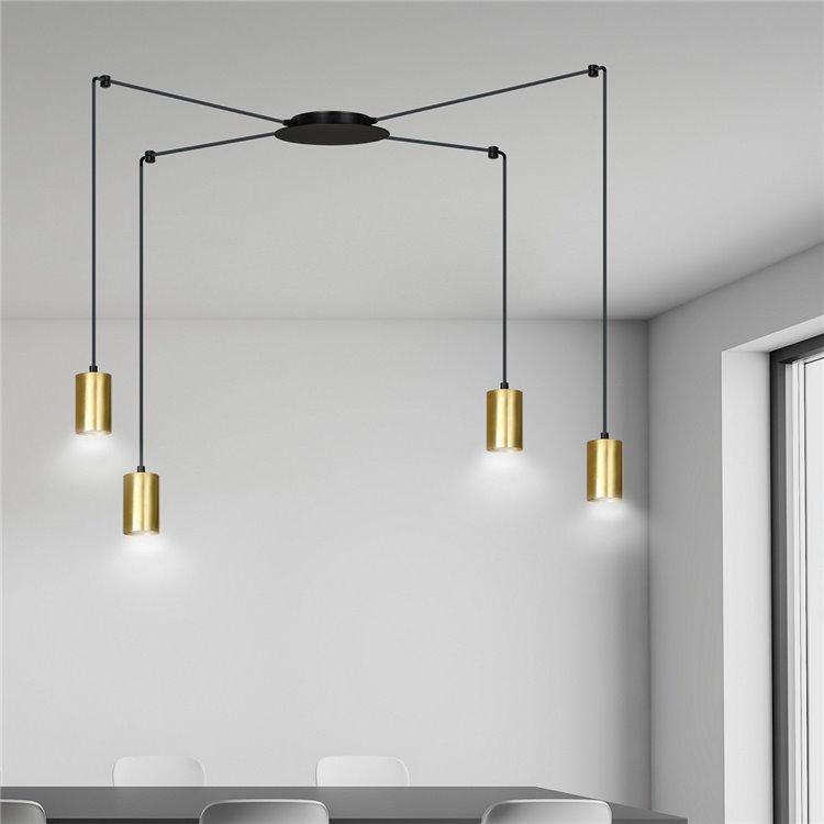 TRAKER 4 BL/GOLD EMIBIG Lampa wisząca