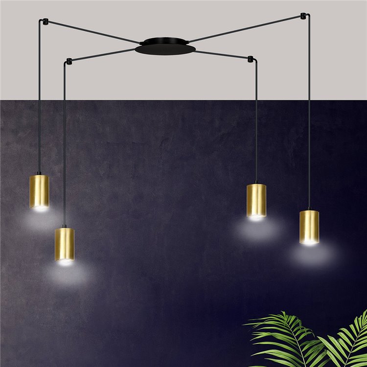 TRAKER 4 BL/GOLD EMIBIG Lampa wisząca