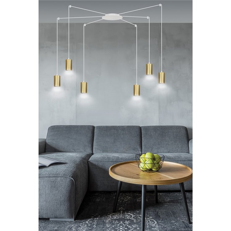 TRAKER 6 WH/GOLD EMIBIG Lampa wisząca