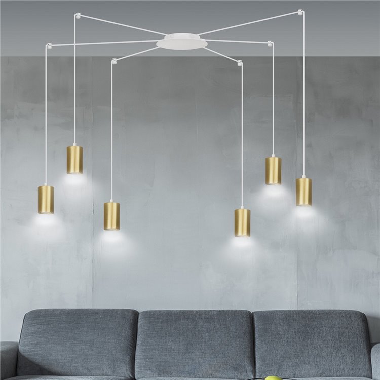 TRAKER 6 WH/GOLD EMIBIG Lampa wisząca