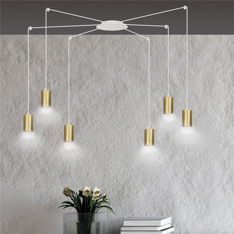 TRAKER 6 WH/GOLD EMIBIG Lampa wisząca