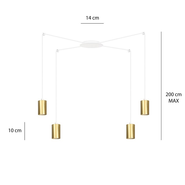 TRAKER 4 WH/GOLD EMIBIG Lampa wisząca