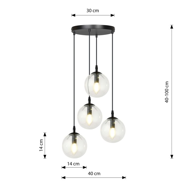 COSMO 4 BL PREMIUM TRANSPARENT EMIBIG Lampa wisząca