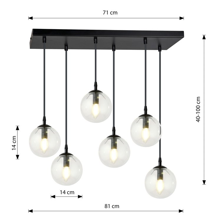 COSMO 6 BL TRANSPARENT EMIBIG Lampa wisząca