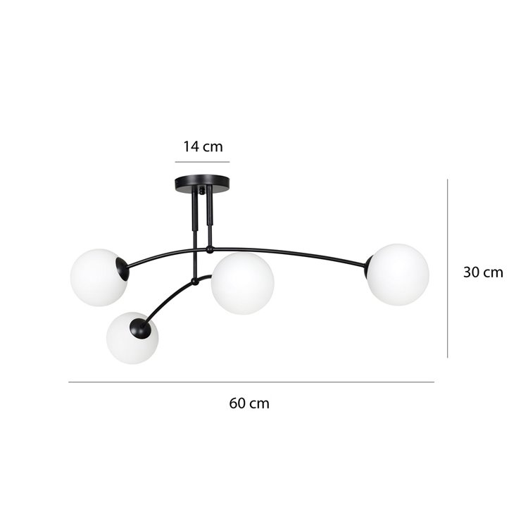 PREGOS 4 BLACK EMIBIG Lampa sufitowa