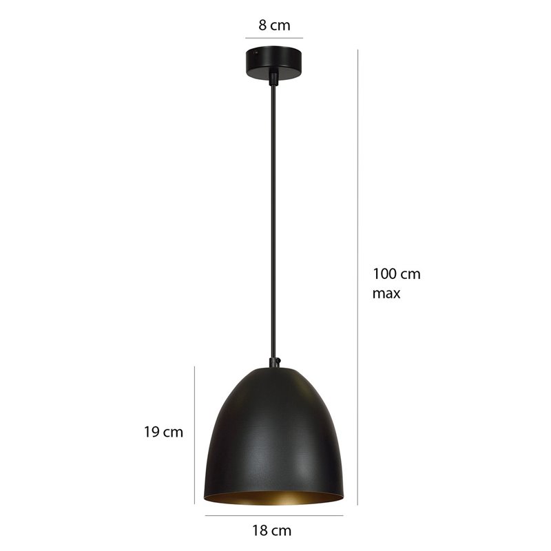LENOX 1 BLACK / GOLD EMIBIG Lampa wisząca LENOX 1 BLACK / GOLD EMIBIG Lampa wisząca