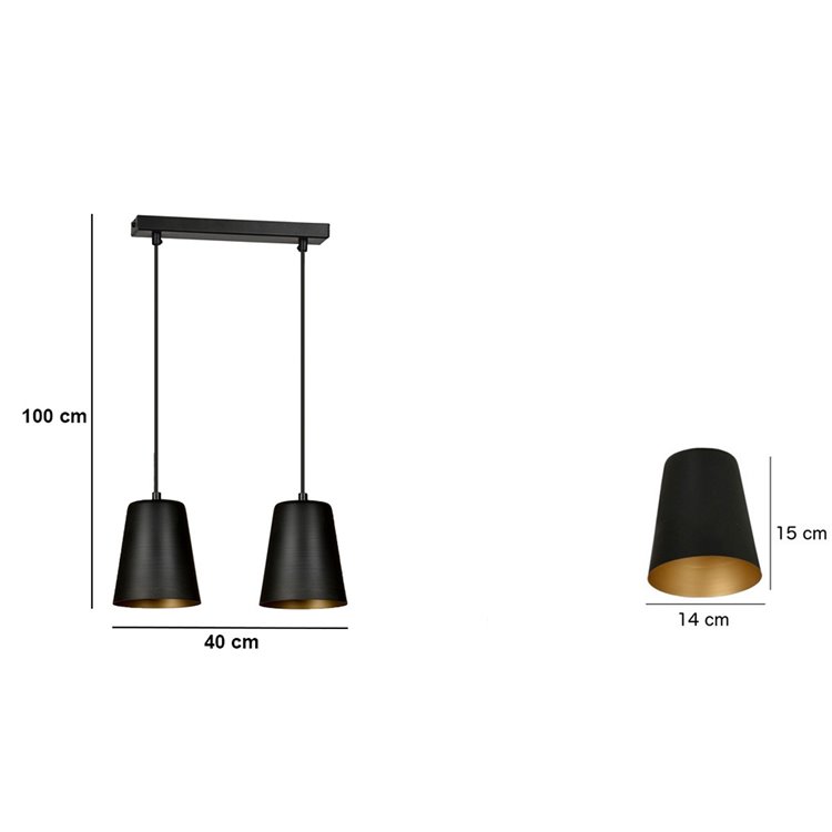 MILARGO 2 BLACK / GOLD EMIBIG Lampa wisząca