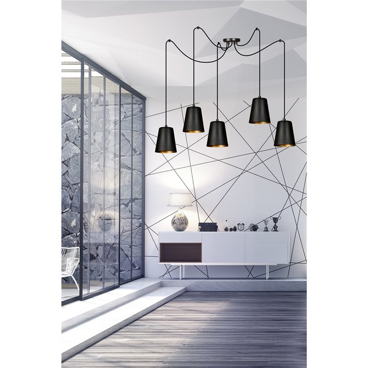 LINK 5 BLACK / GOLD EMIBIG Lampa wisząca