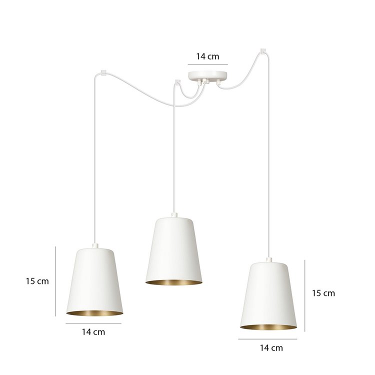 LINK 3 WHITE / GOLD EMIBIG Lampa wisząca